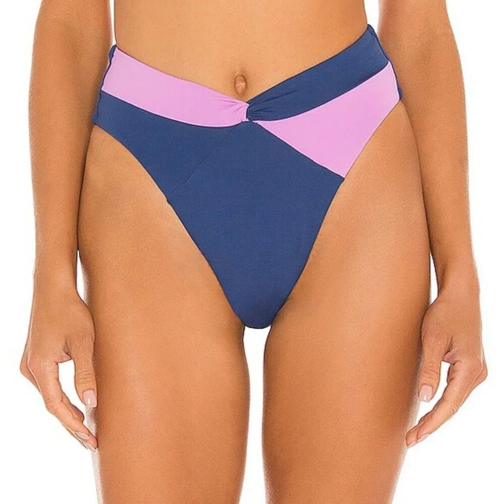 NWT l*space Nancy Lee Bitsy Color Block Bikini Bottom in Indigo / Rosebud Sz. S